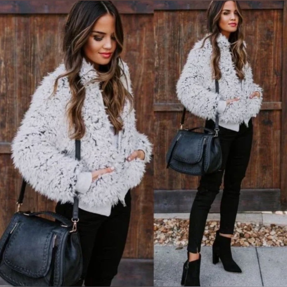 Snow Angel Pocketed Faux Fur Zip Jacket